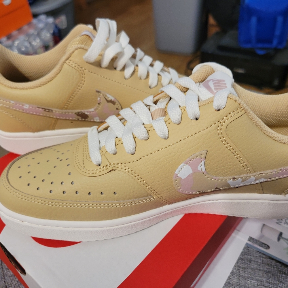 Tan Sneakers with White Laces